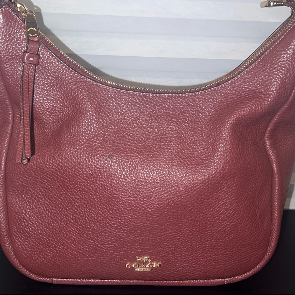 Coach Jules Burgundy Snake Print Leather Hobo Bag - Picture 5 of 14